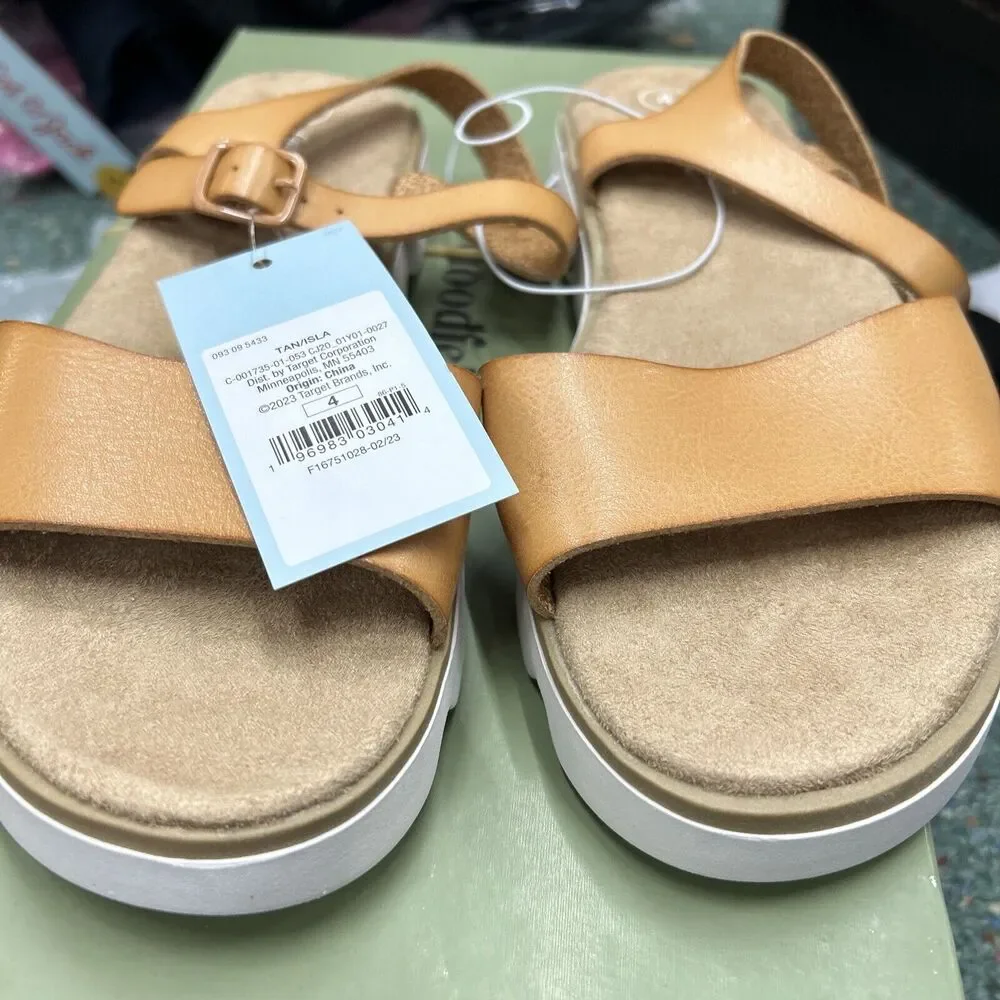 Cat & Jack Girls' Isla Ankle Strap Sandals SIZE 4 Tan‎